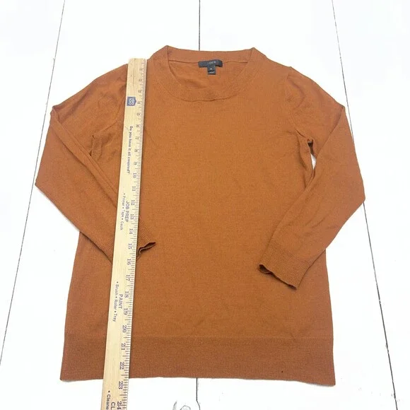 J Crew Sweater Womens Extra Small Brown 100% Merino Wool Crewneck Pullover - Picture 5 of 7
